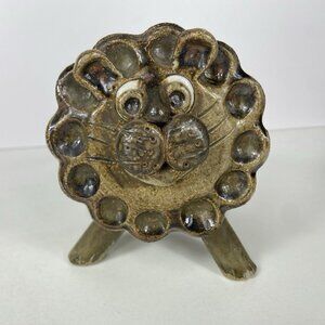 Vtg Studio Art Pottery Stoneware Lion 5” Tall Sculpture MCM Abstract Big Cat